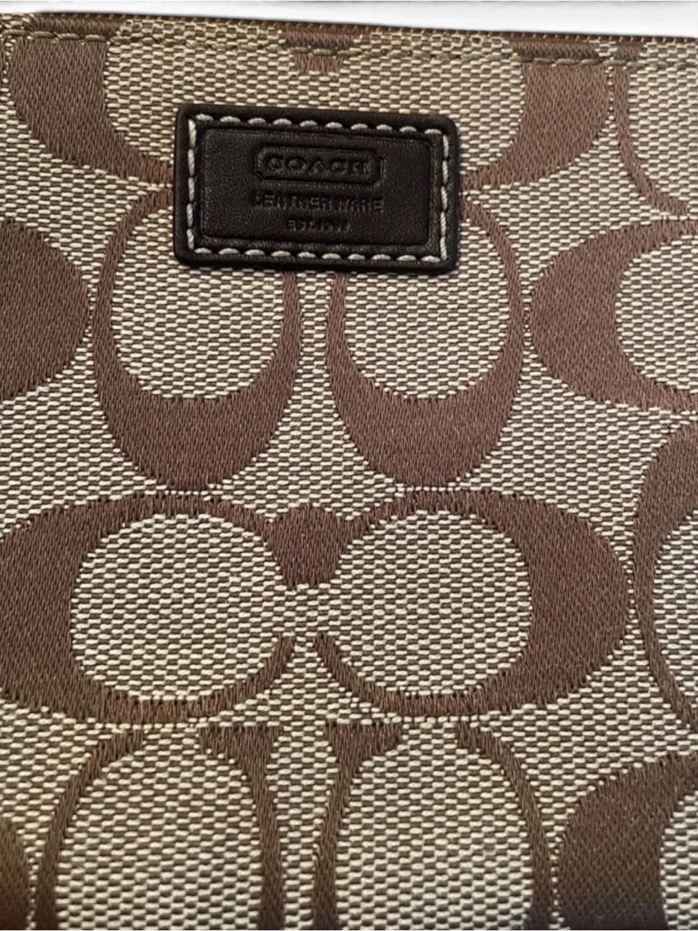 Coach Brown Signature Canvas Wristlet Card Holder